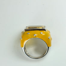 Citrine, Cubic Zirconia and Enamel Ring