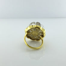 Gold Plated Sterling Silver Rock Crystal and Turquoise Ring
