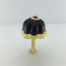 Gold Plated Sterling Silver Onyx and Ruby Ring