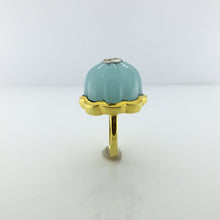 Gold Plated Sterling Silver Blue Chalcedony and Diamond Ring