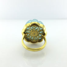 Gold Plated Sterling Silver Blue Chalcedony and Diamond Ring