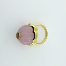 Gold Plated Sterling Silver Rose Quarts and Citrine Ring