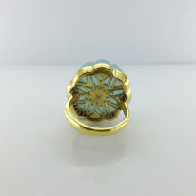 Gold Plated Sterling Silver Blue Chalcedony and Ruby Ring