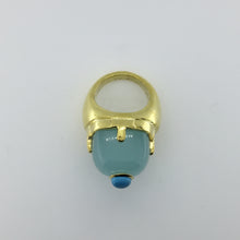 Gold Plated Sterling Silver Chalcedony and Turquoise Ring