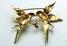 Antique 9ct Yellow Gold Ruby Bird Brooch