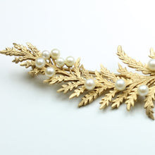 Gold and Pearl Fern Leaf Brooch