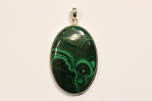 Sterling Silver Malachite Oval Pendant