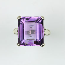9ct White Gold Emerald-Cut Amethyst Ring