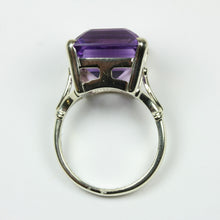 9ct White Gold Emerald-Cut Amethyst Ring