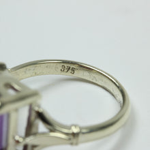 9ct White Gold Emerald-Cut Amethyst Ring