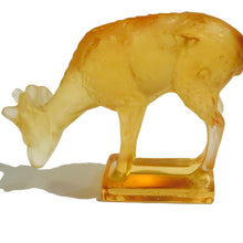 Pair of Amber Coloured Lalique Glass Deer