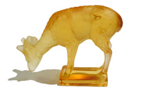 Pair of Amber Coloured Lalique Glass Deer