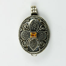 Sterling Silver Oval Carved Citrine Locket