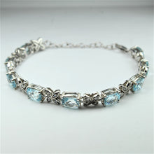 Sterling Silver Aquamarine and Cubic Zirconia Bracelet