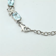 Sterling Silver Aquamarine and Cubic Zirconia Bracelet