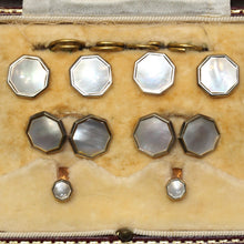 Antique Brass and Mother of Pearl Cufflink and Button Set