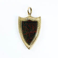 Antique 10ct Yellow Gold Scottish Bloodstone Shield Locket