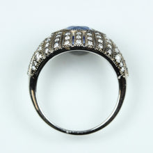 9ct White Gold Ceylon Sapphire and Diamond Dress Ring