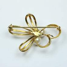 Silver Gold Plate Modern Design Pearl Brooch