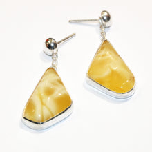 Sterling Silver Amber Stud Drop Earrings