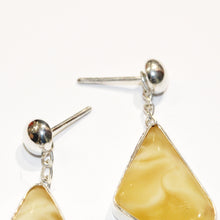 Sterling Silver Amber Stud Drop Earrings