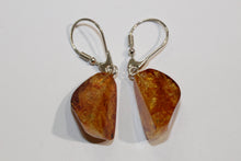 Sterling Silver Amber Triangular Earrings