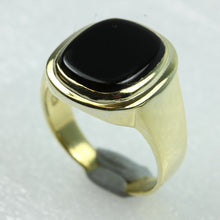 Sterling Silver Gold Plate Black Onyx Signet Ring