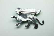 Enamel Green Lion Gryphon Brooch
