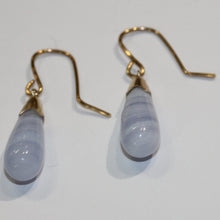 Vintage 9ct Rose Gold Blue Lace Agate Earrings