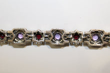 Amethyst, Garnet and Marcasite Art Deco Style Bracelet