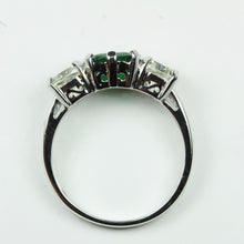 18ct White Gold 1.38ct Emerald and Diamond Trilogy Ring