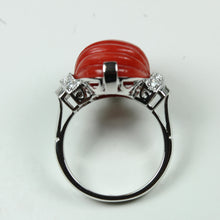 Ridged Momo Coral and Diamond Cocktail Ring