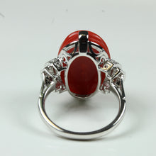 Ridged Momo Coral and Diamond Cocktail Ring