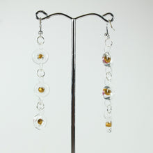 Clear Glass and Pink Crystal Beaded Drop Earrings