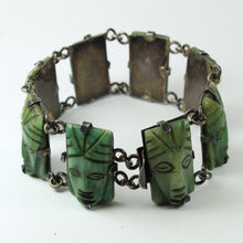 Engraved New Zealand Jade Silver Bracelet