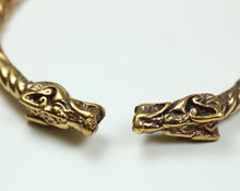 Brass Engraved Dragon Head Open Bangle