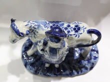 Antique Delft Porcelain Cow and Milkmaid Figurine