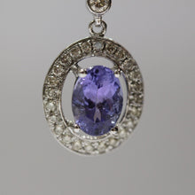 18ct White Gold Tanzanite and Diamond Stud Drop Earrings