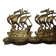 Antique Brass Ship Book Ends
