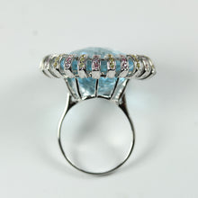 Swiss Blue Topaz, Pink and Yellow Sapphire Ring