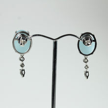 White Gold Aquamarine Cabochon and Diamond Earrings