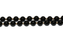 Vintage 9ct Yellow Gold Black Jadeite Beaded Necklace