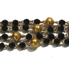 Natural Black Spinel and Gold Necklace