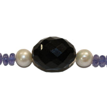 Tanzanite, Pearl and Whitby Jet Necklace