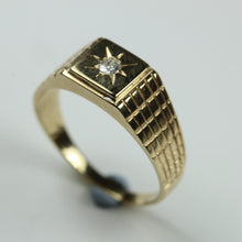 Vintage 9ct Yellow Gold Gypsy Set Diamond Signet Ring