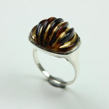 Sterling Silver Black and Gold Glass Ring