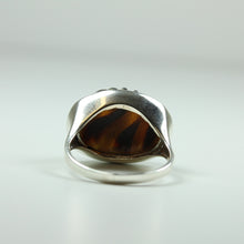 Sterling Silver Black and Gold Glass Ring