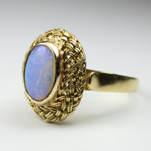 18ct Yellow Gold Solid Black Opal Ring
