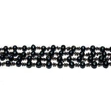 Blue Black Cultured Pearl Patterned Beaded Necklace