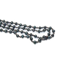 Blue Black Cultured Pearl Patterned Beaded Necklace